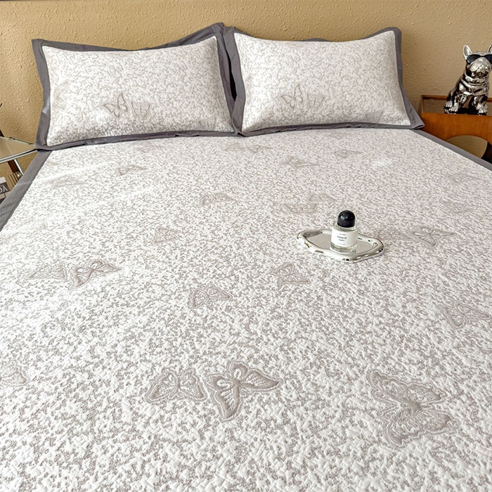 91家纺网 家纺一手货源 找家纺 几禾 2026新款凉感抗菌提花豆豆凉席蝶舞花语 床席-蝶舞花语-星空咖