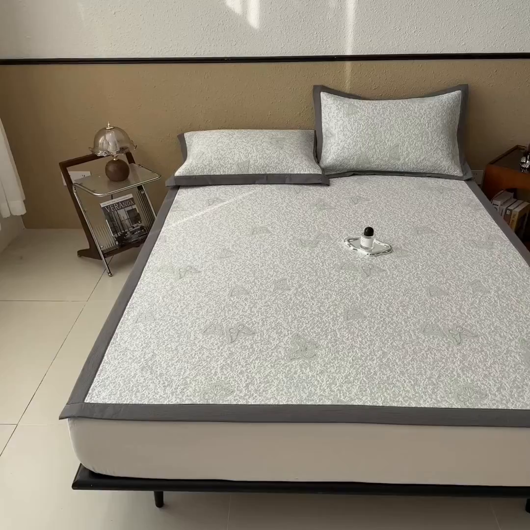 91家纺网 家纺一手货源 找家纺 几禾 2026新款凉感抗菌提花豆豆凉席蝶舞花语 床席-蝶舞花语-星空咖