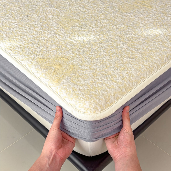 91家纺网 家纺一手货源 找家纺 几禾 2026新款凉感抗菌提花豆豆凉席蝶舞花语 床笠-蝶舞花语-泡泡黄