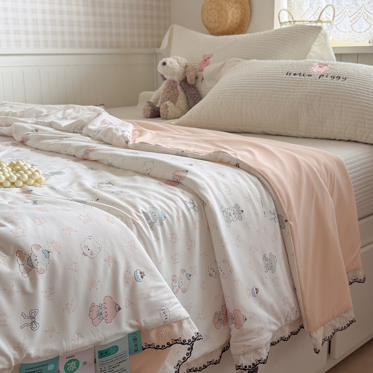 91家纺网 家纺一手货源 找家纺 （总）Sweet dreams甜梦 2026新款A类蕾丝花边锦氨凉感夏凉被