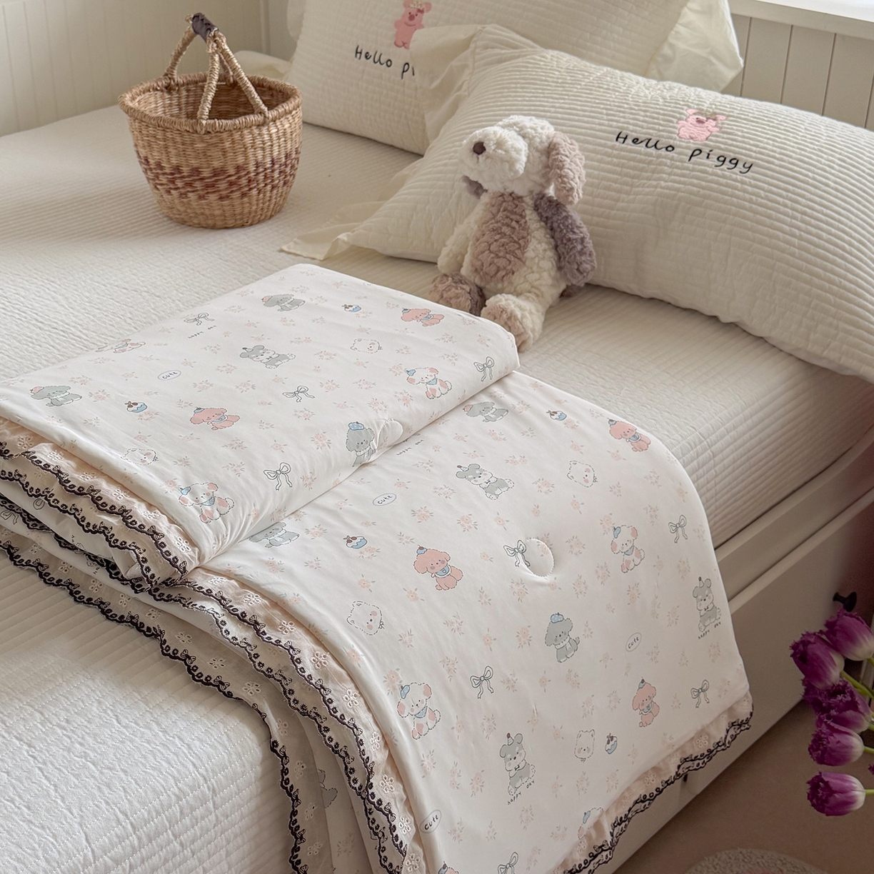 91家纺网 家纺一手货源 找家纺 （总）Sweet dreams甜梦 2026新款A类蕾丝花边锦氨凉感夏凉被