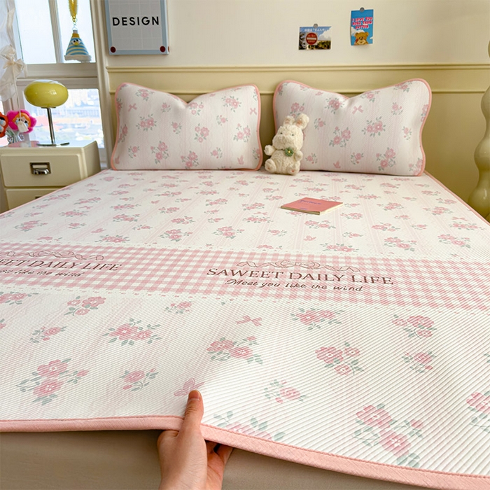 几禾 2026新款卡通印花凉感凉豆豆凉席系列 粉色花海--床席款