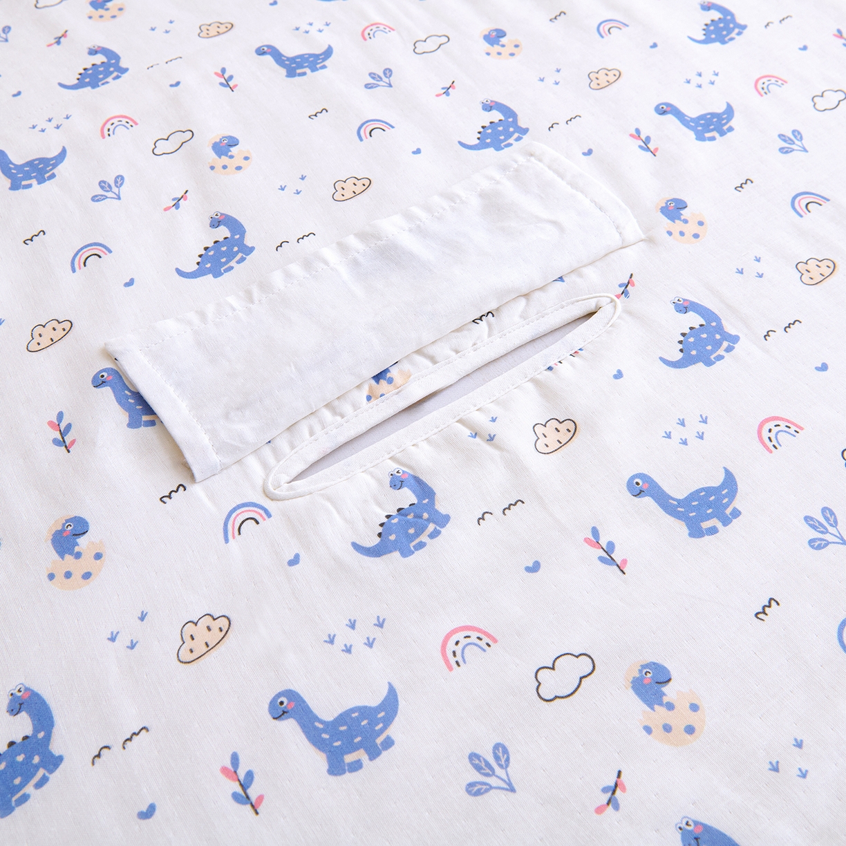 91家纺网 家纺一手货源 找家纺 拾小柒 2026新款全棉双层纱多功能防踢被 恐龙乐园