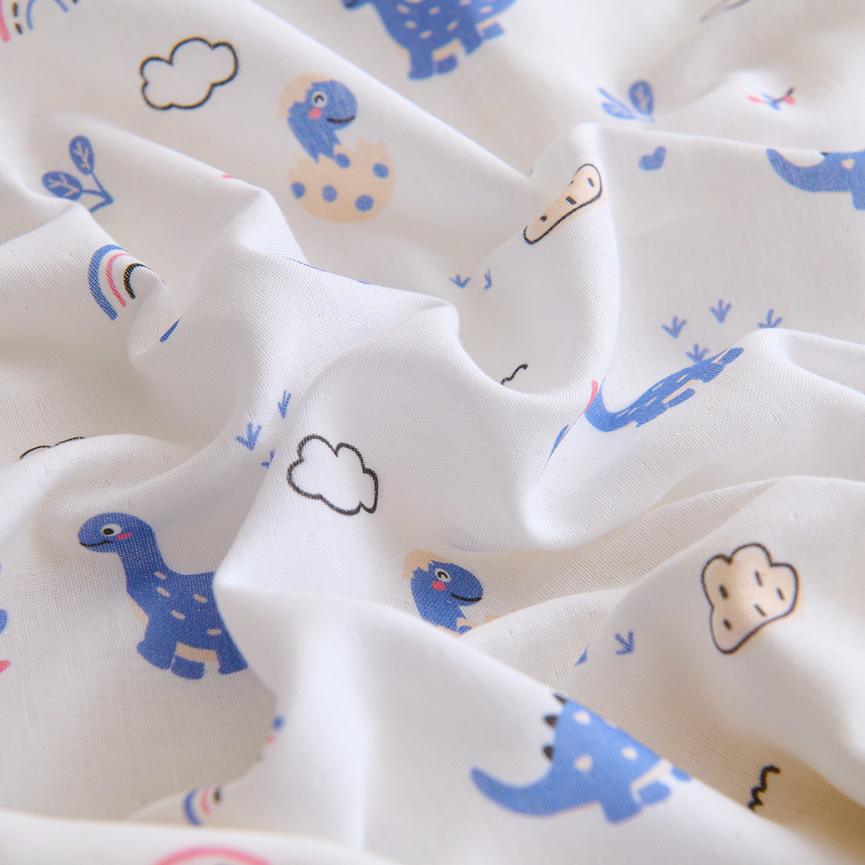 91家纺网 家纺一手货源 找家纺 拾小柒 2026新款全棉双层纱多功能防踢被 恐龙乐园