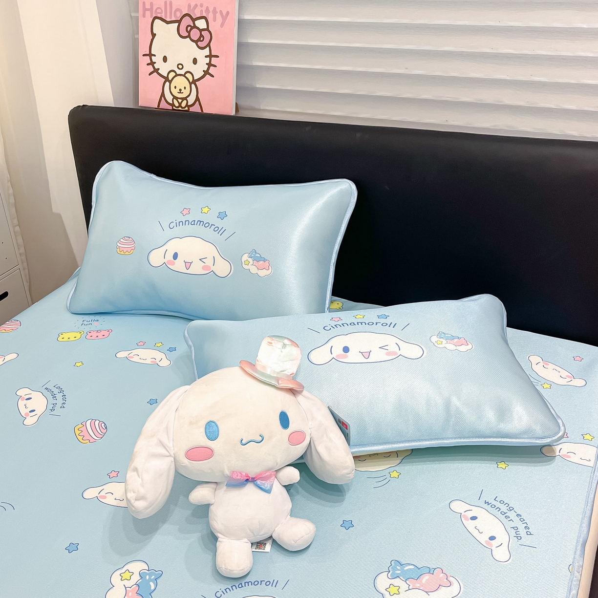 91家纺网 家纺一手货源 找家纺 暮思家居 2026新款三丽鸥正版授权数码印花A类可机洗1200D冰丝凉席三件套平铺款系列 平铺款-云朵大耳狗