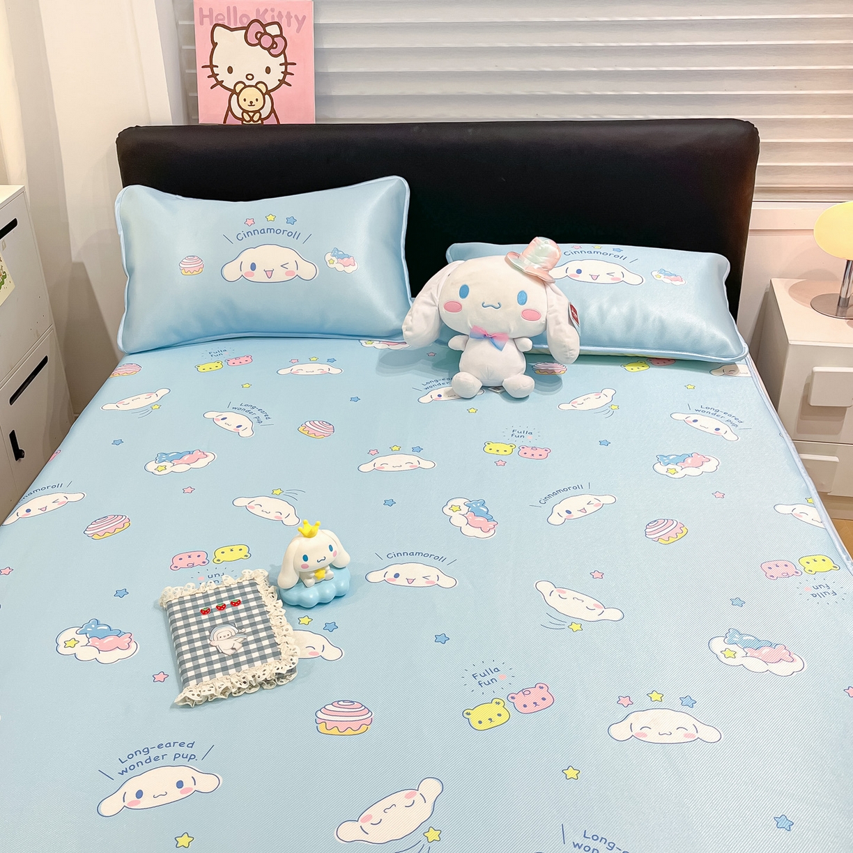 91家纺网 家纺一手货源 找家纺 暮思家居 2026新款三丽鸥正版授权数码印花A类可机洗1200D冰丝凉席三件套平铺款系列 平铺款-云朵大耳狗