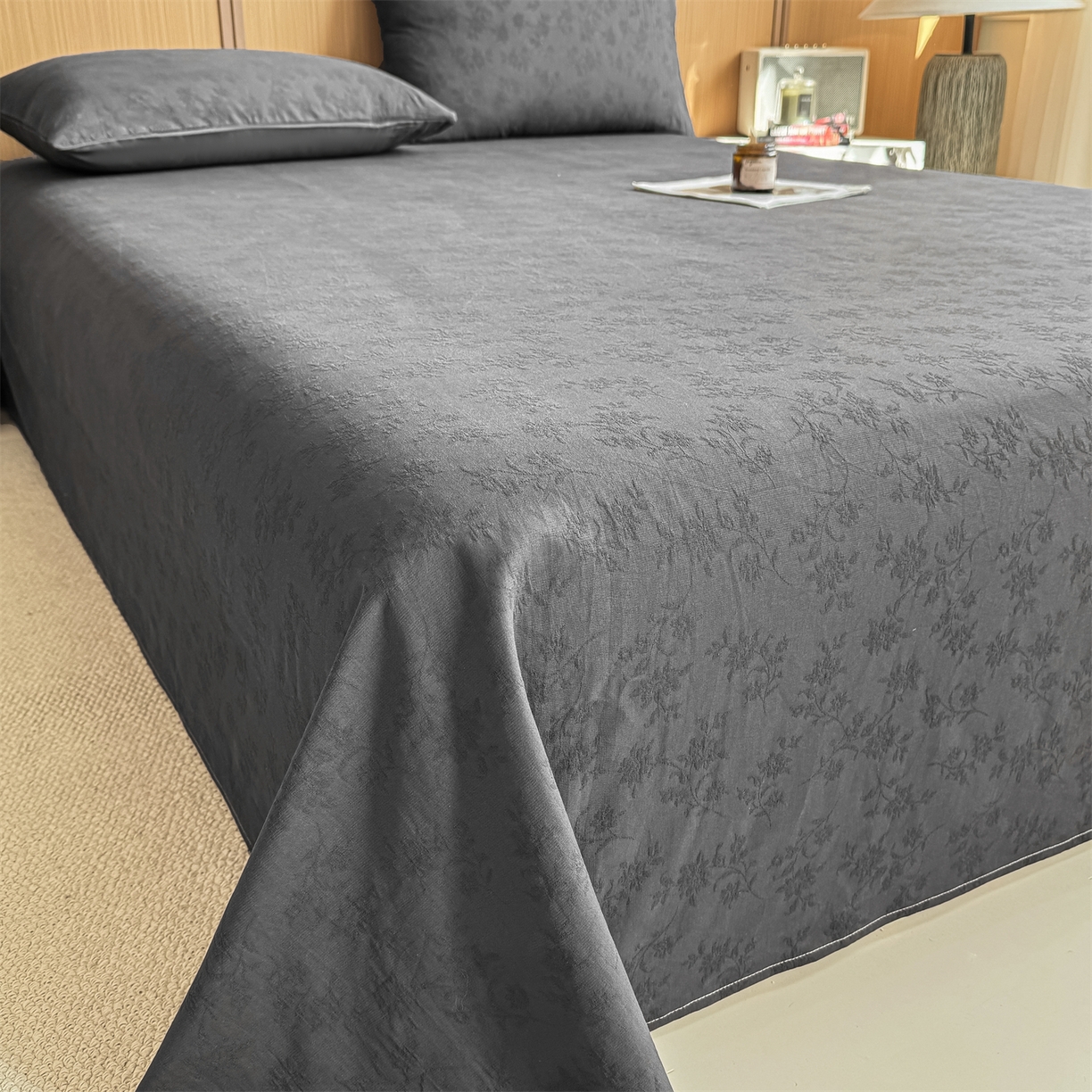 91家纺网 家纺一手货源 找家纺 灰鲸 2026新款全棉简约三层纱色织提花单品床单 花影-素墨