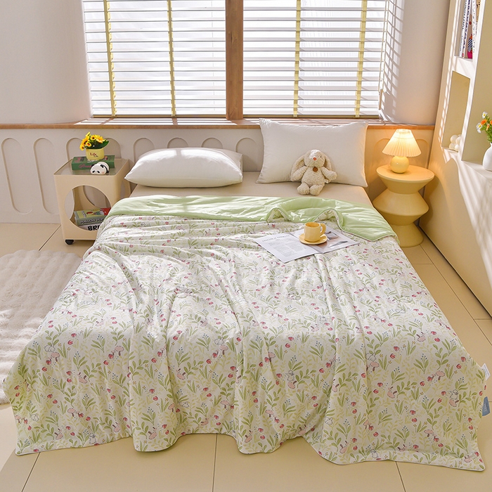 91家纺网 家纺一手货源 找家纺 才森家纺 2026新款A类冷感印花夏被被子被芯 花丛兔