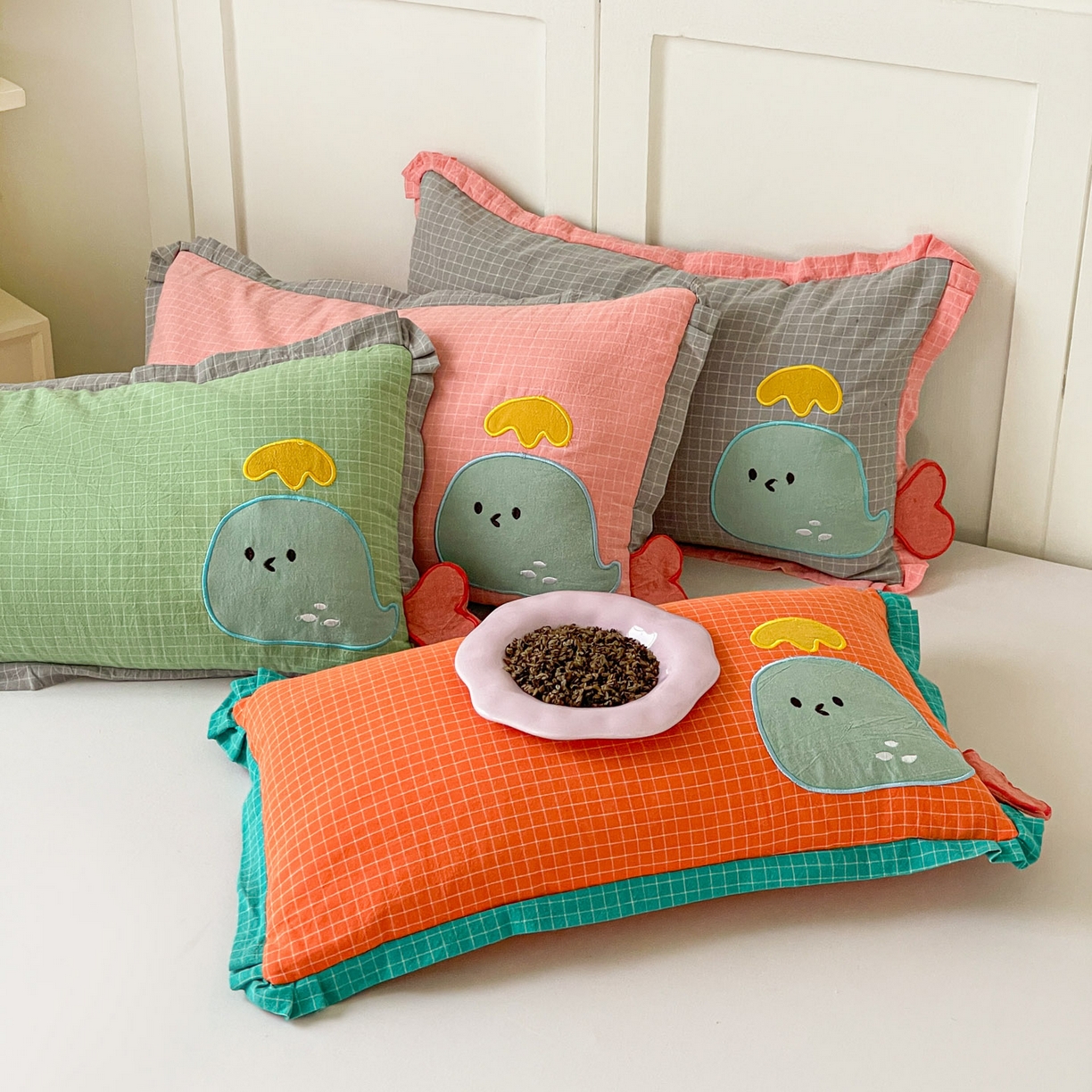 91家纺网 家纺一手货源 找家纺 （总）梦叶草 2026新款全棉小鲸鱼荞麦枕枕头枕芯