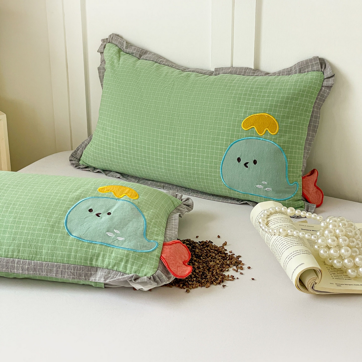91家纺网 家纺一手货源 找家纺 （总）梦叶草 2026新款全棉小鲸鱼荞麦枕枕头枕芯