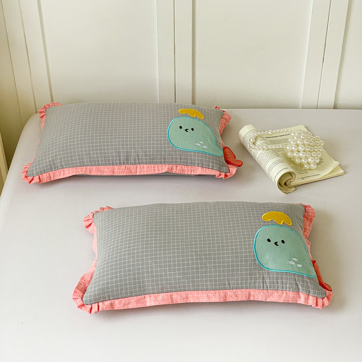 91家纺网 家纺一手货源 找家纺 梦叶草 2026新款全棉小鲸鱼荞麦枕枕头枕芯 小鲸鱼荞麦枕-灰色