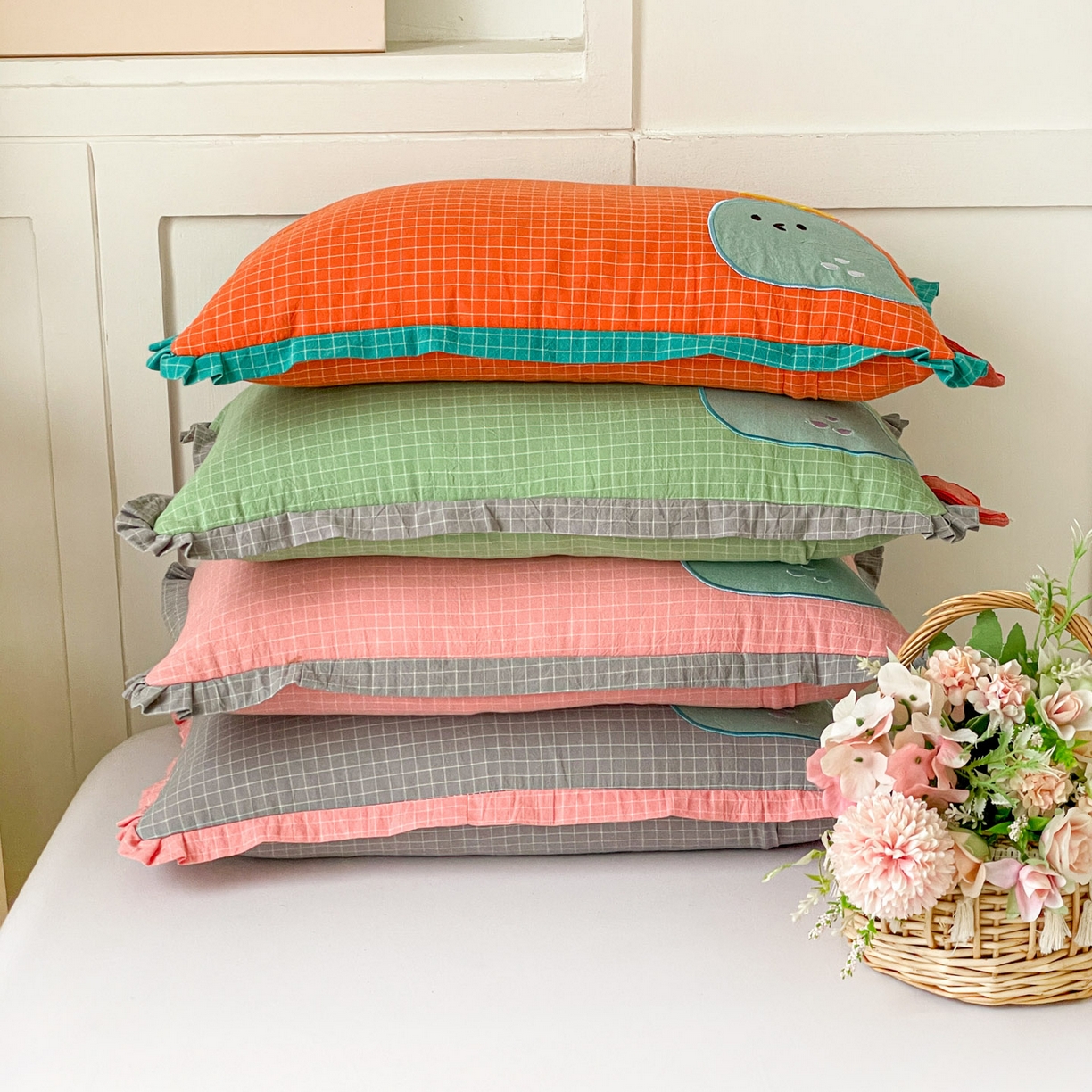 91家纺网 家纺一手货源 找家纺 梦叶草 2026新款全棉小鲸鱼荞麦枕枕头枕芯 组合图仅供展示不可下单