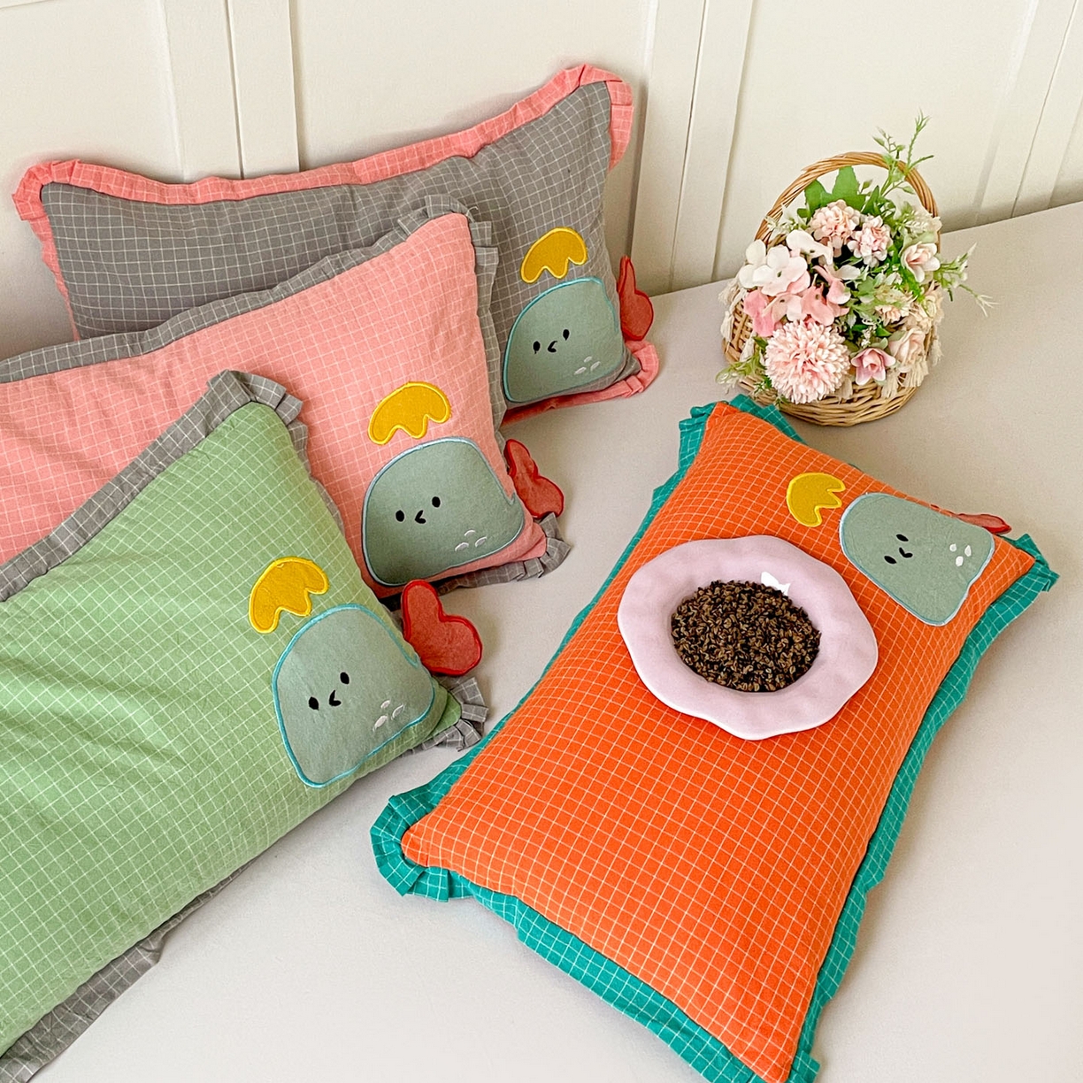 91家纺网 家纺一手货源 找家纺 梦叶草 2026新款全棉小鲸鱼荞麦枕枕头枕芯 组合图仅供展示不可下单