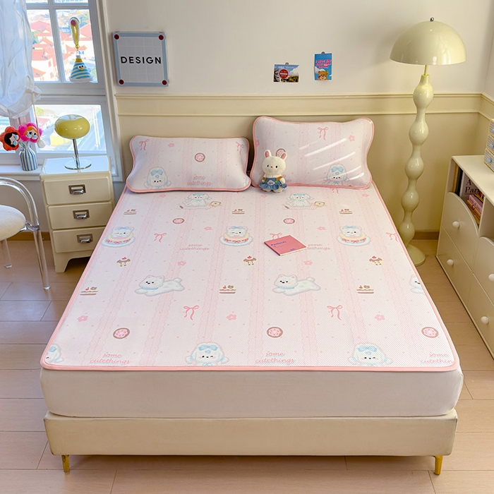 91家纺网 家纺一手货源 找家纺 几禾 2026新款卡通印花凉感凉豆豆凉席系列 萌萌皮皮狗--床席款