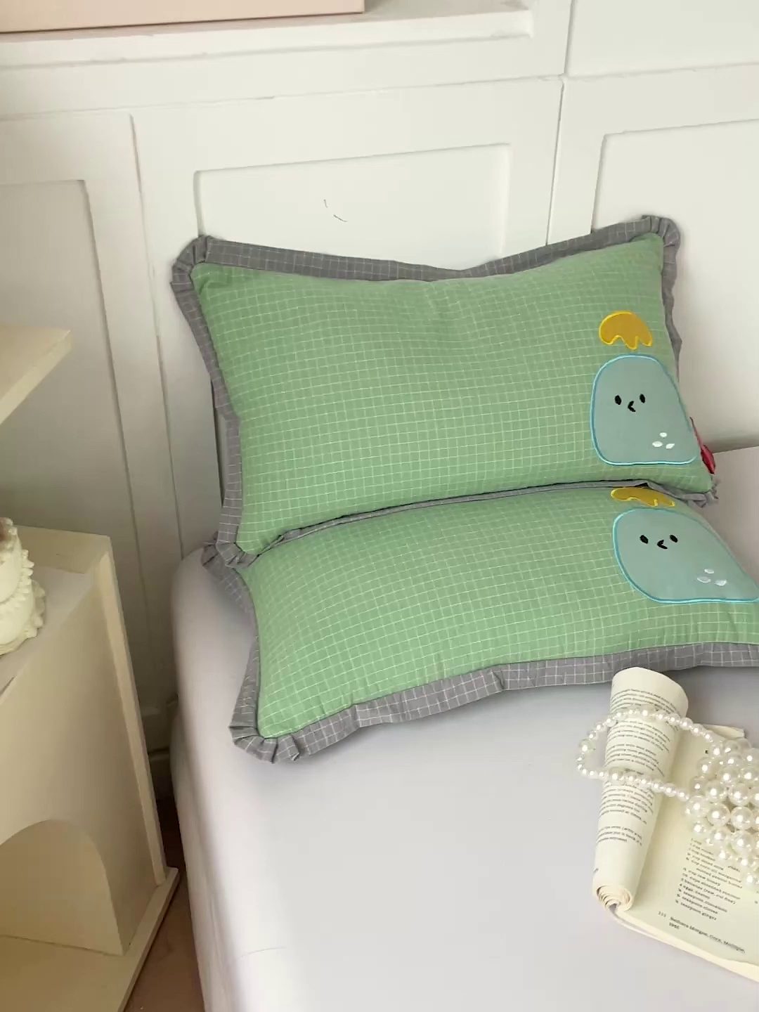 91家纺网 家纺一手货源 找家纺 梦叶草 2026新款全棉小鲸鱼荞麦枕枕头枕芯 小鲸鱼荞麦枕-绿色