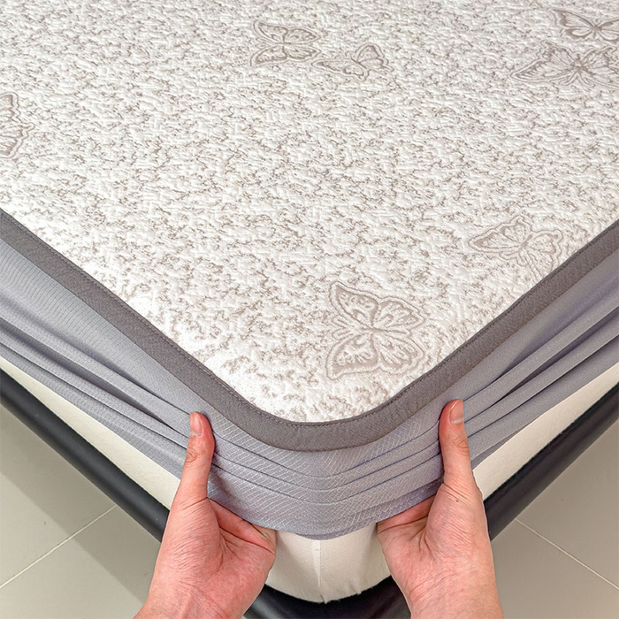 91家纺网 家纺一手货源 找家纺 几禾 2026新款凉感抗菌提花豆豆凉席蝶舞花语 床笠-蝶舞花语-星空咖