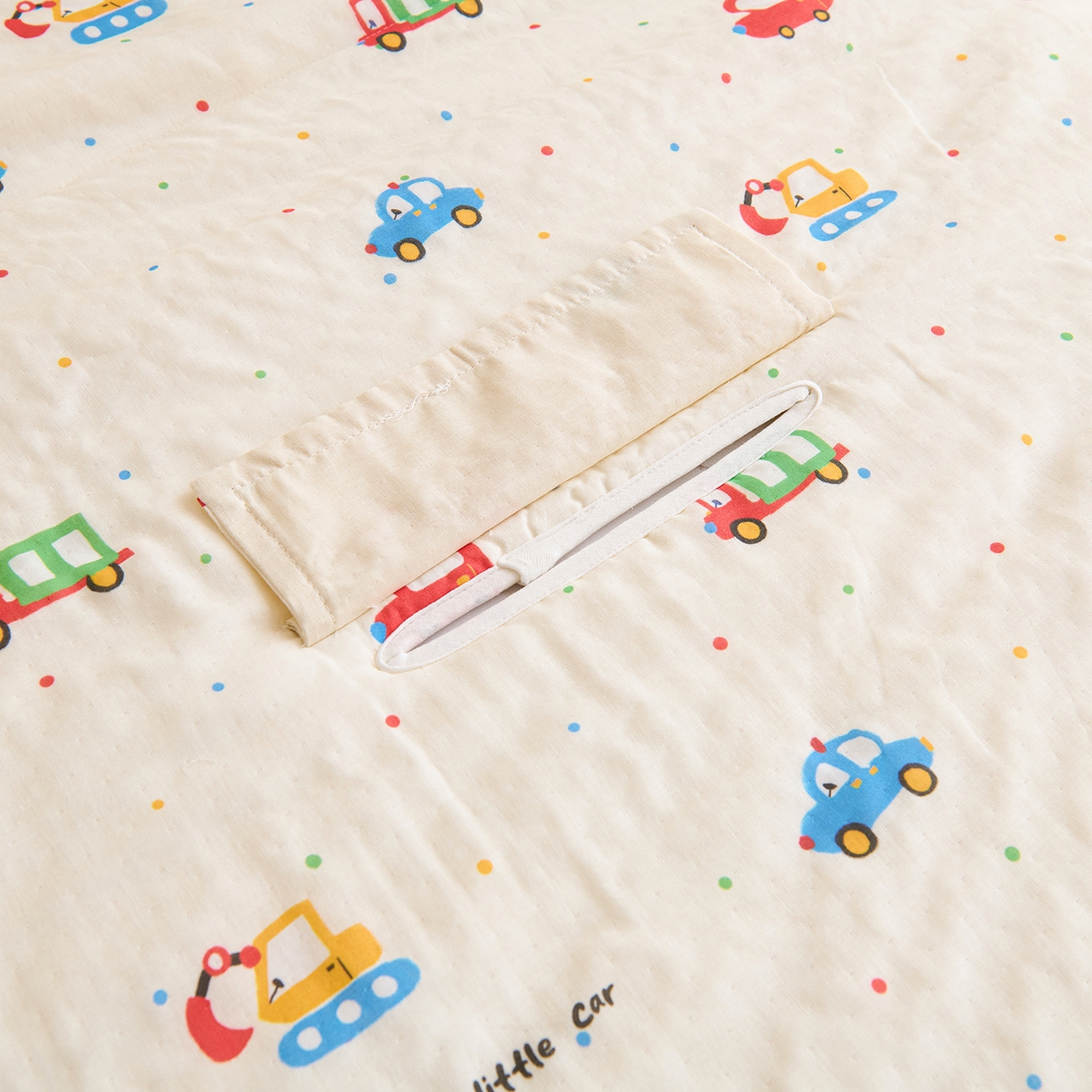 91家纺网 家纺一手货源 找家纺 拾小柒 2026新款全棉双层纱多功能防踢被 萌趣汽车城