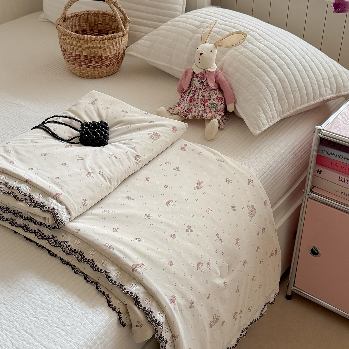 91家纺网 家纺一手货源 找家纺 Sweet dreams甜梦 2026新款A类蕾丝花边锦氨凉感夏凉被 林野小物