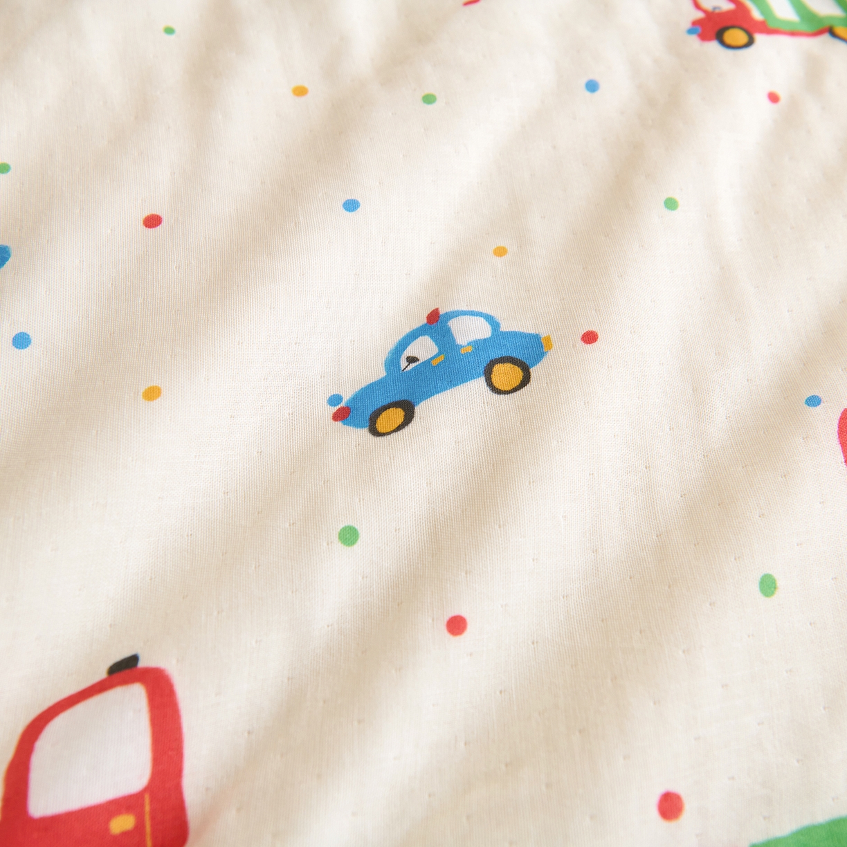 91家纺网 家纺一手货源 找家纺 拾小柒 2026新款全棉双层纱多功能防踢被 萌趣汽车城