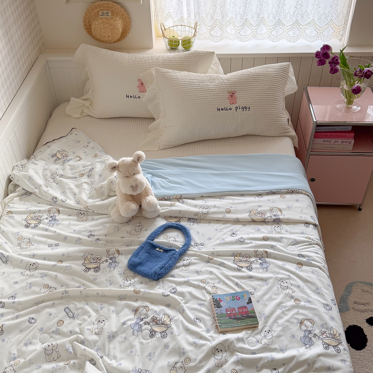 91家纺网 家纺一手货源 找家纺 Sweet dreams甜梦 2026新款A类蕾丝花边锦氨凉感夏凉被 帽子萌萌狗