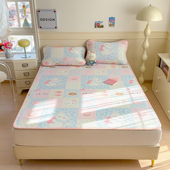 91家纺网 家纺一手货源 找家纺 几禾 2026新款卡通印花凉感凉豆豆凉席系列 曲奇蒂--床席款