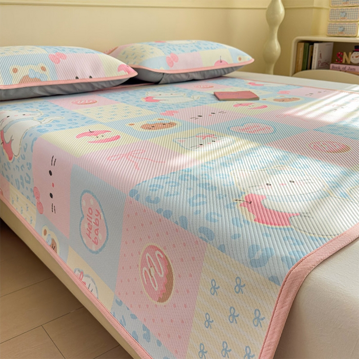 91家纺网 家纺一手货源 找家纺 几禾 2026新款卡通印花凉感凉豆豆凉席系列 曲奇蒂--床席款