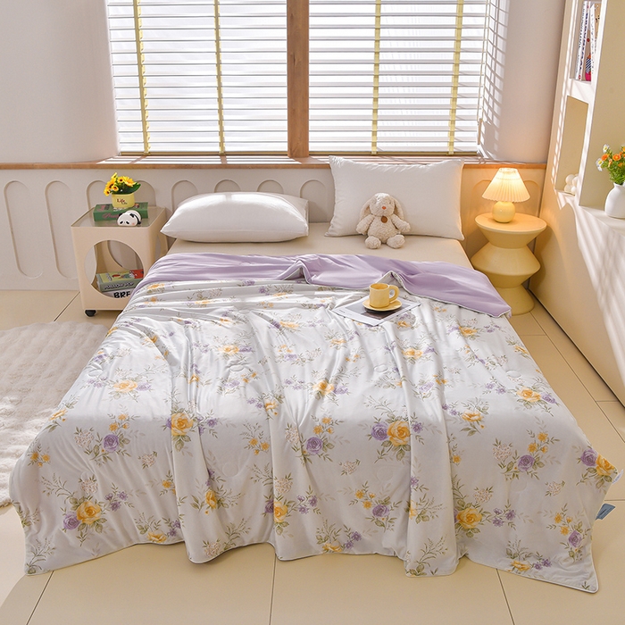 91家纺网 家纺一手货源 找家纺 才森家纺 2026新款A类冷感印花夏被被子被芯 浪漫花语