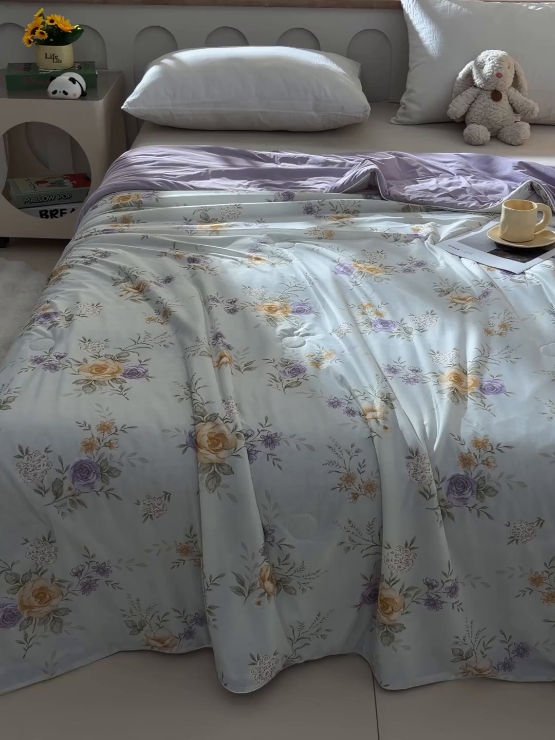 91家纺网 家纺一手货源 找家纺 才森家纺 2026新款A类冷感印花夏被被子被芯 浪漫花语