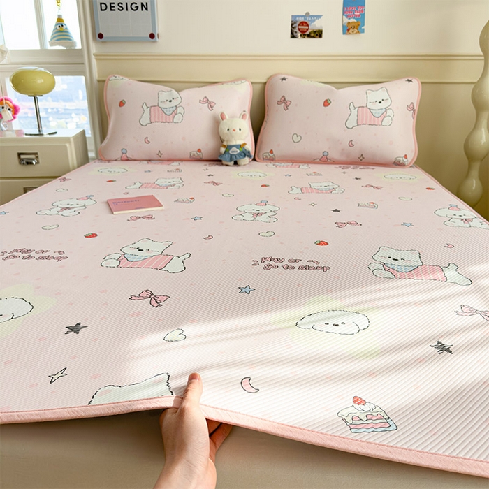 几禾 2026新款卡通印花凉感凉豆豆凉席系列 心心蜜狗--床席款