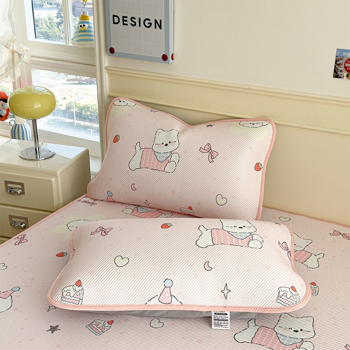 91家纺网 家纺一手货源 找家纺 几禾 2026新款卡通印花凉感凉豆豆凉席系列 心心蜜狗--床席款