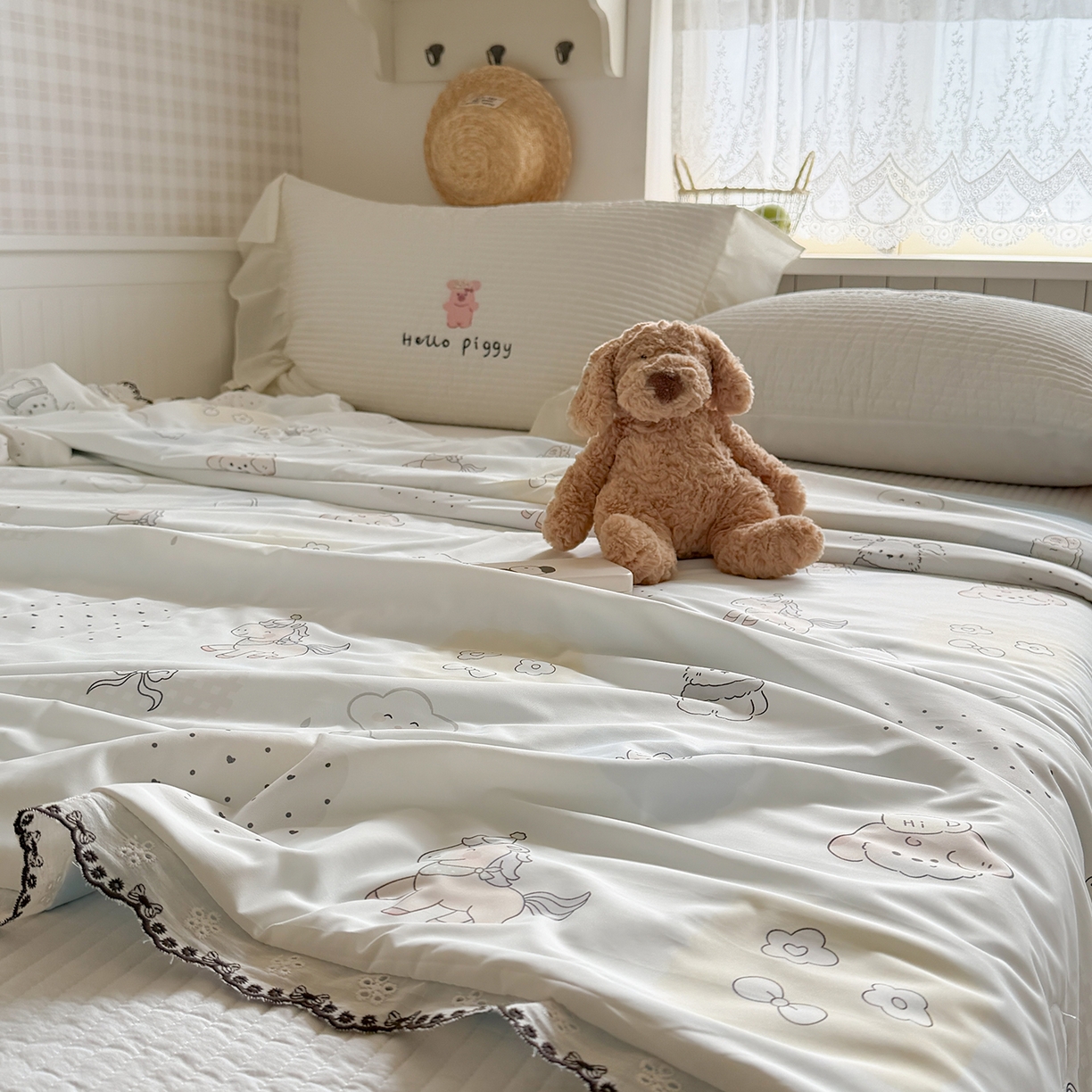 91家纺网 家纺一手货源 找家纺 Sweet dreams甜梦 2026新款A类蕾丝花边锦氨凉感夏凉被 小幸运