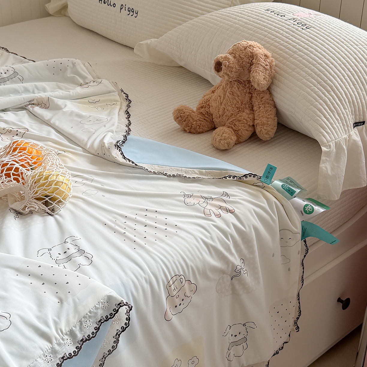 91家纺网 家纺一手货源 找家纺 Sweet dreams甜梦 2026新款A类蕾丝花边锦氨凉感夏凉被 小幸运