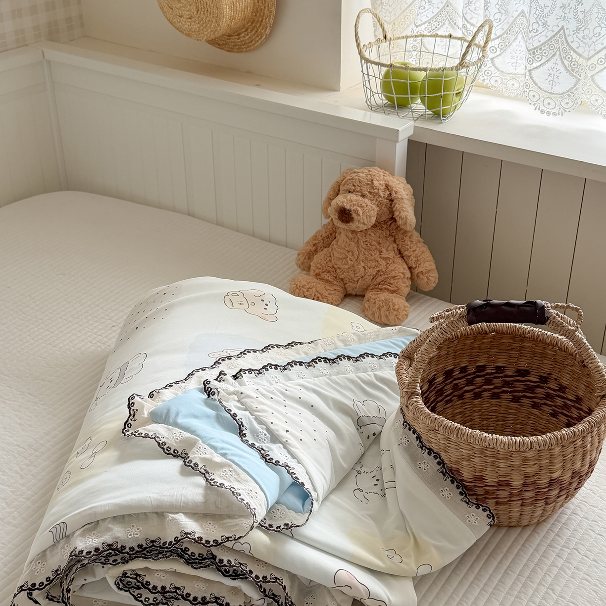 91家纺网 家纺一手货源 找家纺 Sweet dreams甜梦 2026新款A类蕾丝花边锦氨凉感夏凉被 小幸运