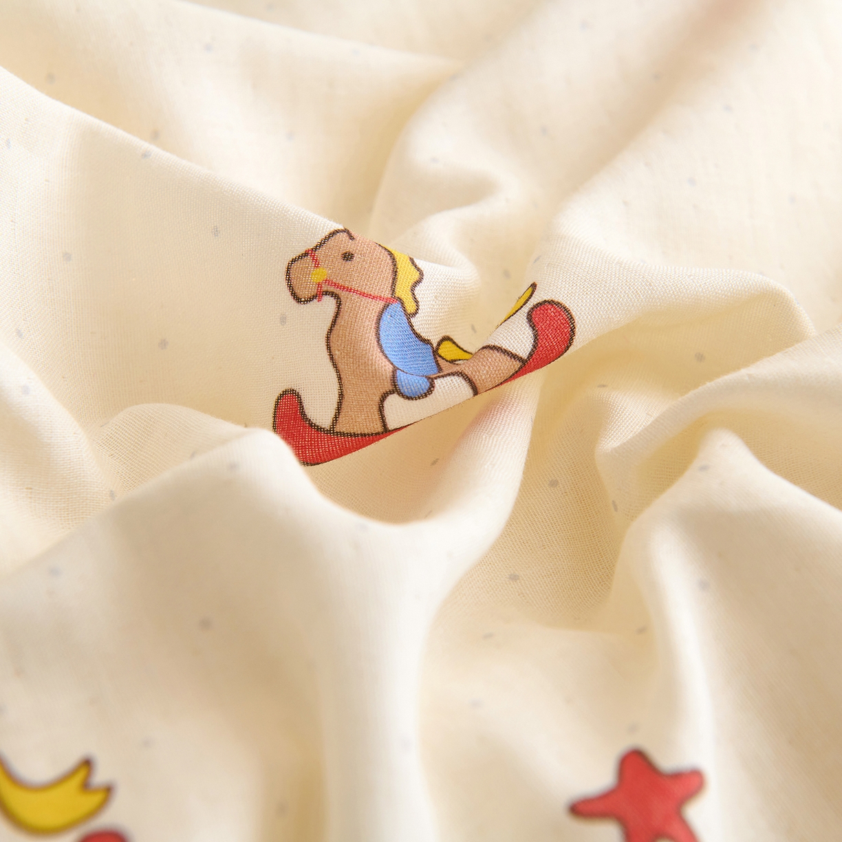 91家纺网 家纺一手货源 找家纺 拾小柒 2026新款全棉双层纱多功能防踢被 跳跳马