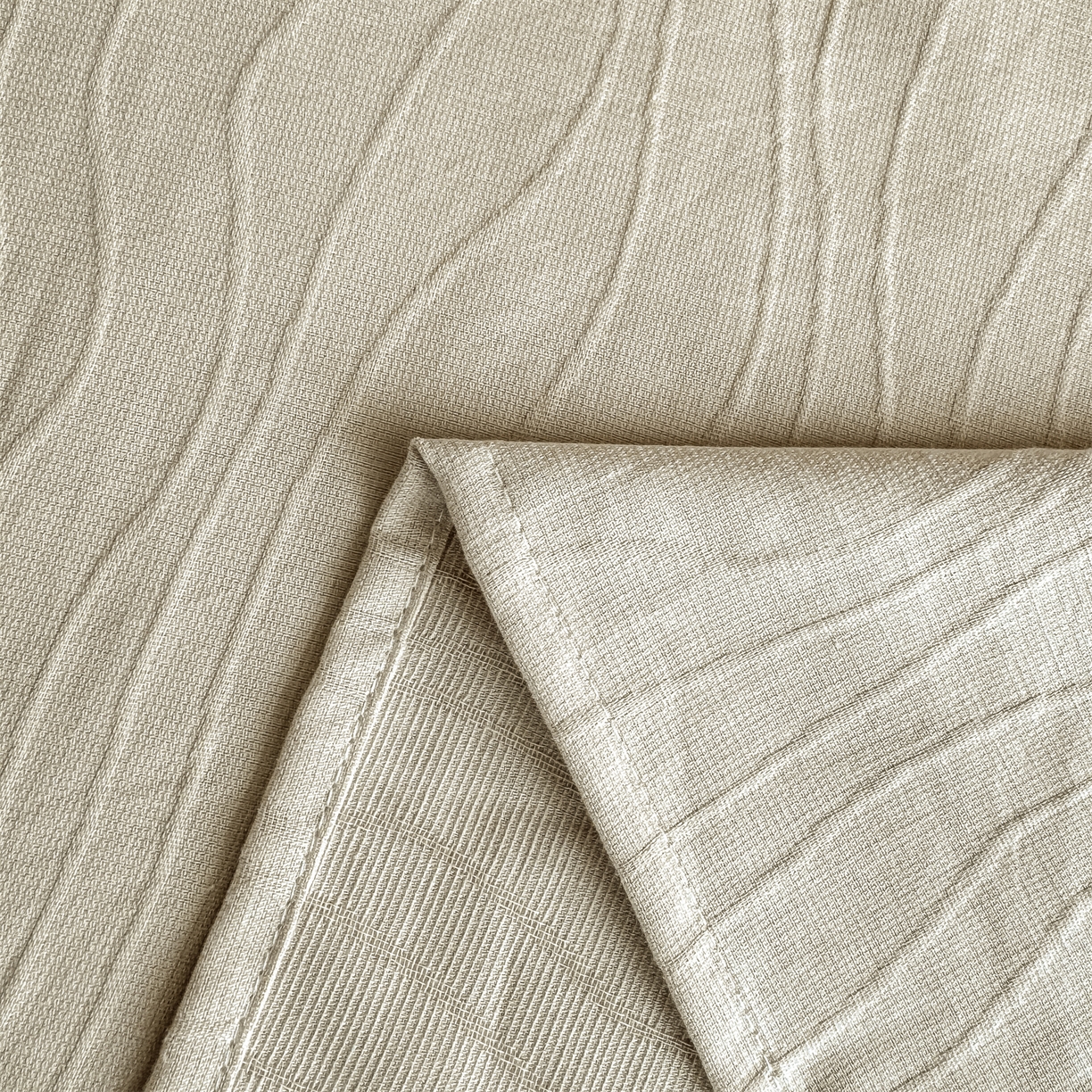 91家纺网 家纺一手货源 找家纺 灰鲸 2026新款全棉简约三层纱色织提花单品床单 浅忆-可可奶咖