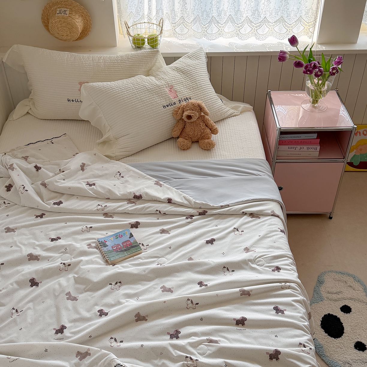 91家纺网 家纺一手货源 找家纺 Sweet dreams甜梦 2026新款A类蕾丝花边锦氨凉感夏凉被 星星木马