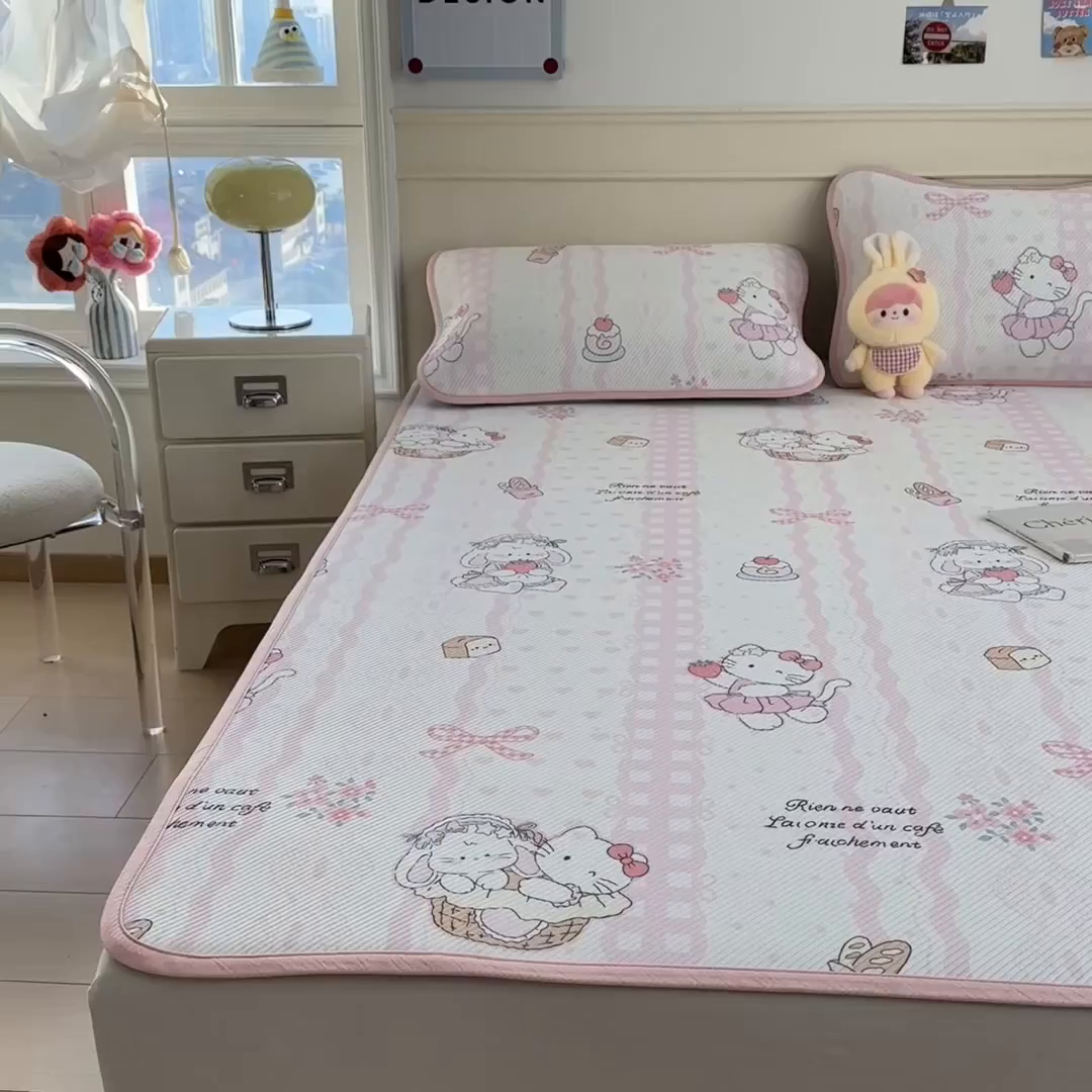 91家纺网 家纺一手货源 找家纺 几禾 2026新款卡通印花凉感凉豆豆凉席系列 摇篮梦--床席款
