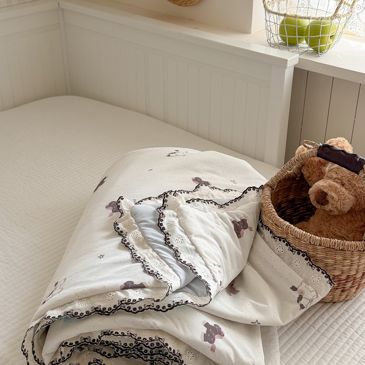 91家纺网 家纺一手货源 找家纺 Sweet dreams甜梦 2026新款A类蕾丝花边锦氨凉感夏凉被 星星木马