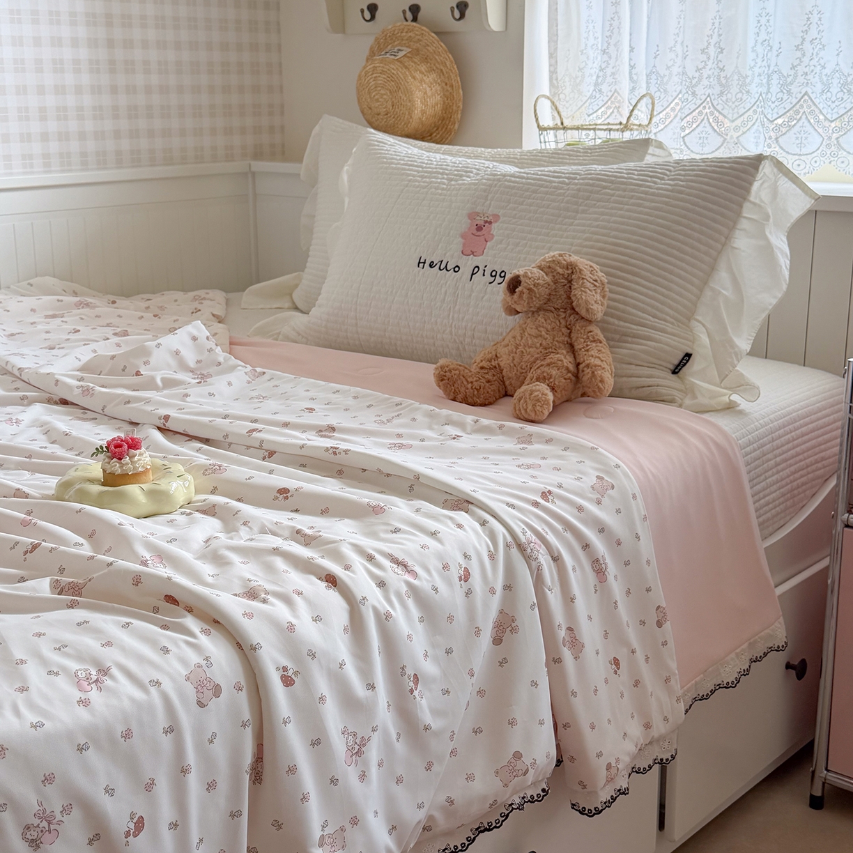 Sweet dreams甜梦 2026新款A类蕾丝花边锦氨凉感夏凉被 樱桃小熊