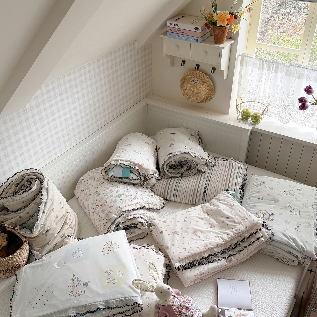 91家纺网 家纺一手货源 找家纺 Sweet dreams甜梦 2026新款A类蕾丝花边锦氨凉感夏凉被 组合