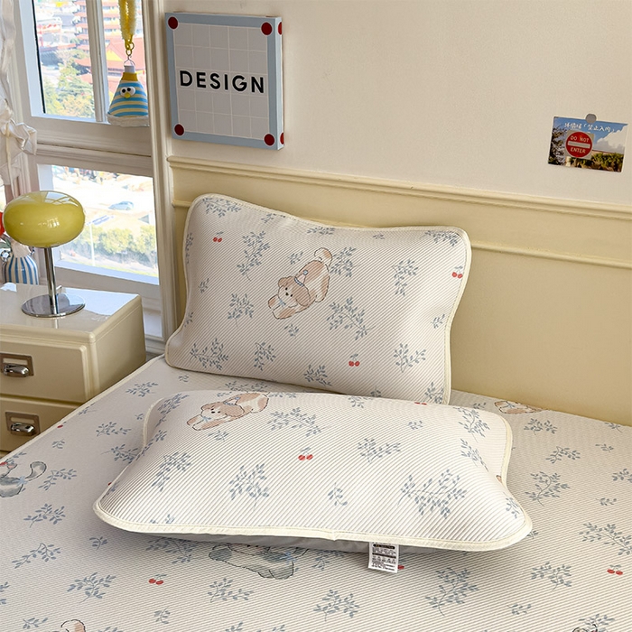 91家纺网 家纺一手货源 找家纺 几禾 2026新款卡通印花凉感凉豆豆凉席系列 樱桃泡泡狗--床席款