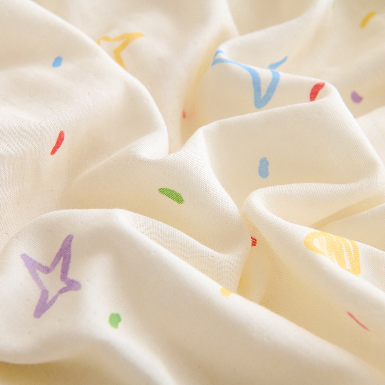 91家纺网 家纺一手货源 找家纺 拾小柒 2026新款全棉双层纱多功能防踢被 星月童话