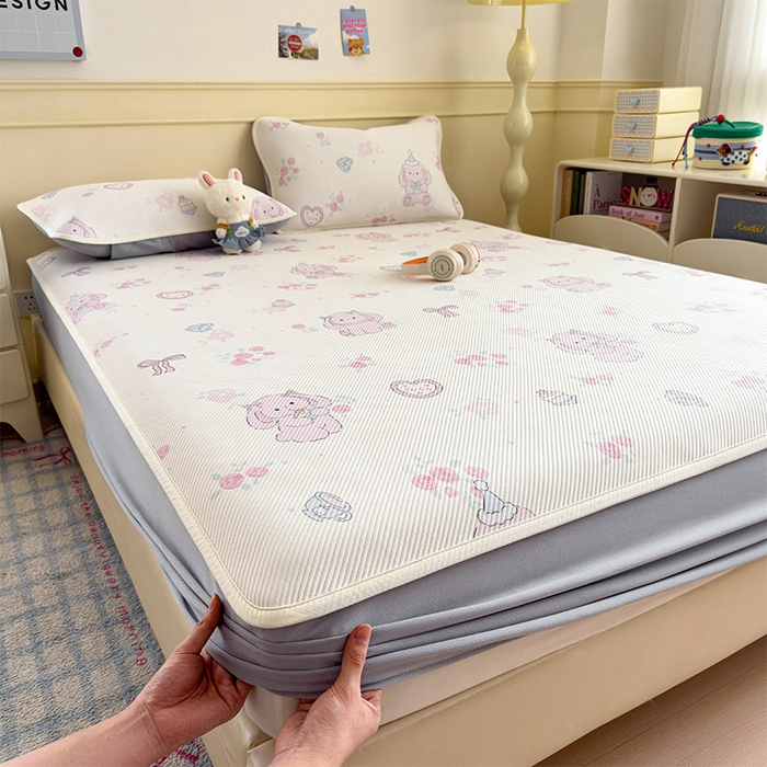 几禾 2026新款卡通印花凉感凉豆豆凉席系列 爱心兔--床笠款