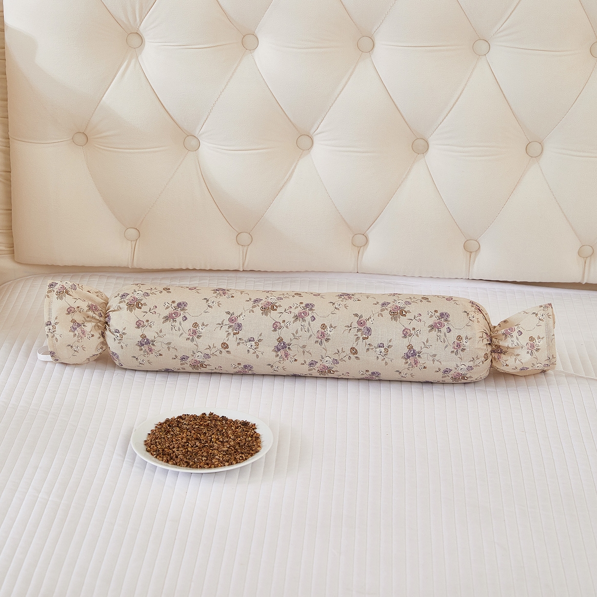 91家纺网 家纺一手货源 找家纺 （总）梦叶草 2026新款全棉圆柱碎花荞麦颈椎枕枕头枕芯