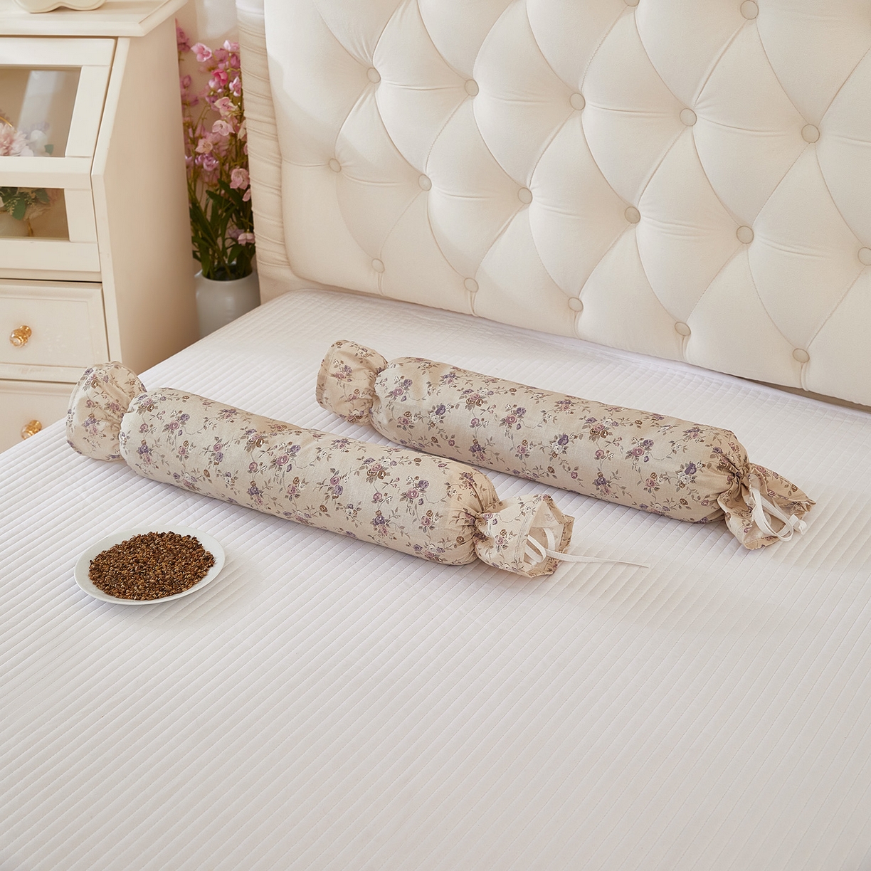 91家纺网 家纺一手货源 找家纺 （总）梦叶草 2026新款全棉圆柱碎花荞麦颈椎枕枕头枕芯