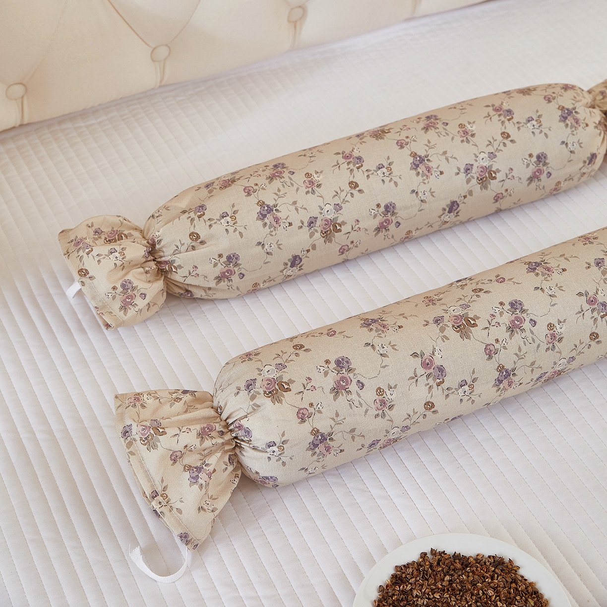 91家纺网 家纺一手货源 找家纺 梦叶草 2026新款全棉圆柱碎花荞麦颈椎枕枕头枕芯 全棉圆柱碎花荞麦颈椎枕-碎花紫