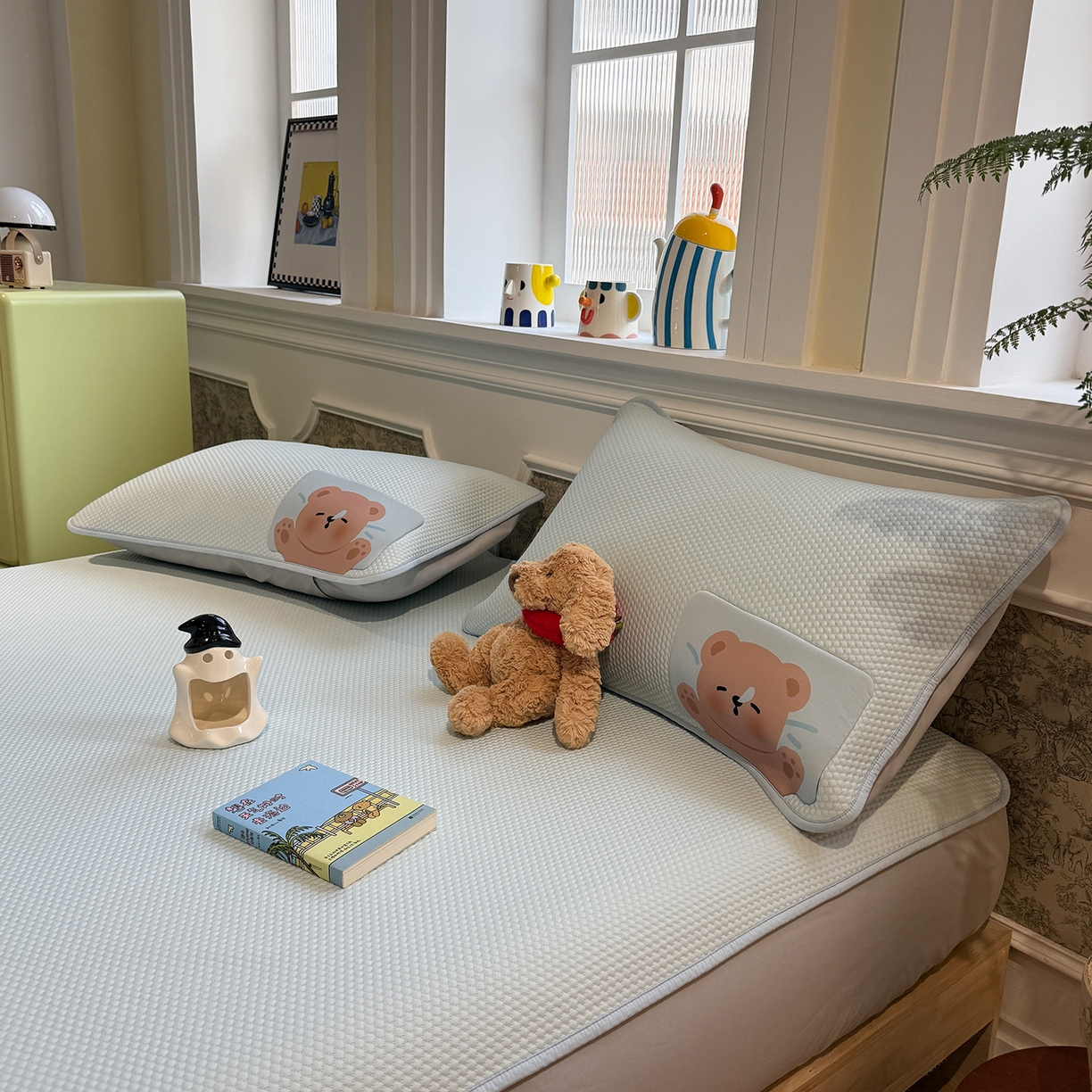 91家纺网 家纺一手货源 找家纺 （总）Sweet dreams甜梦 2026新款A类锦氨异性贴布高端豆豆凉席-场景1