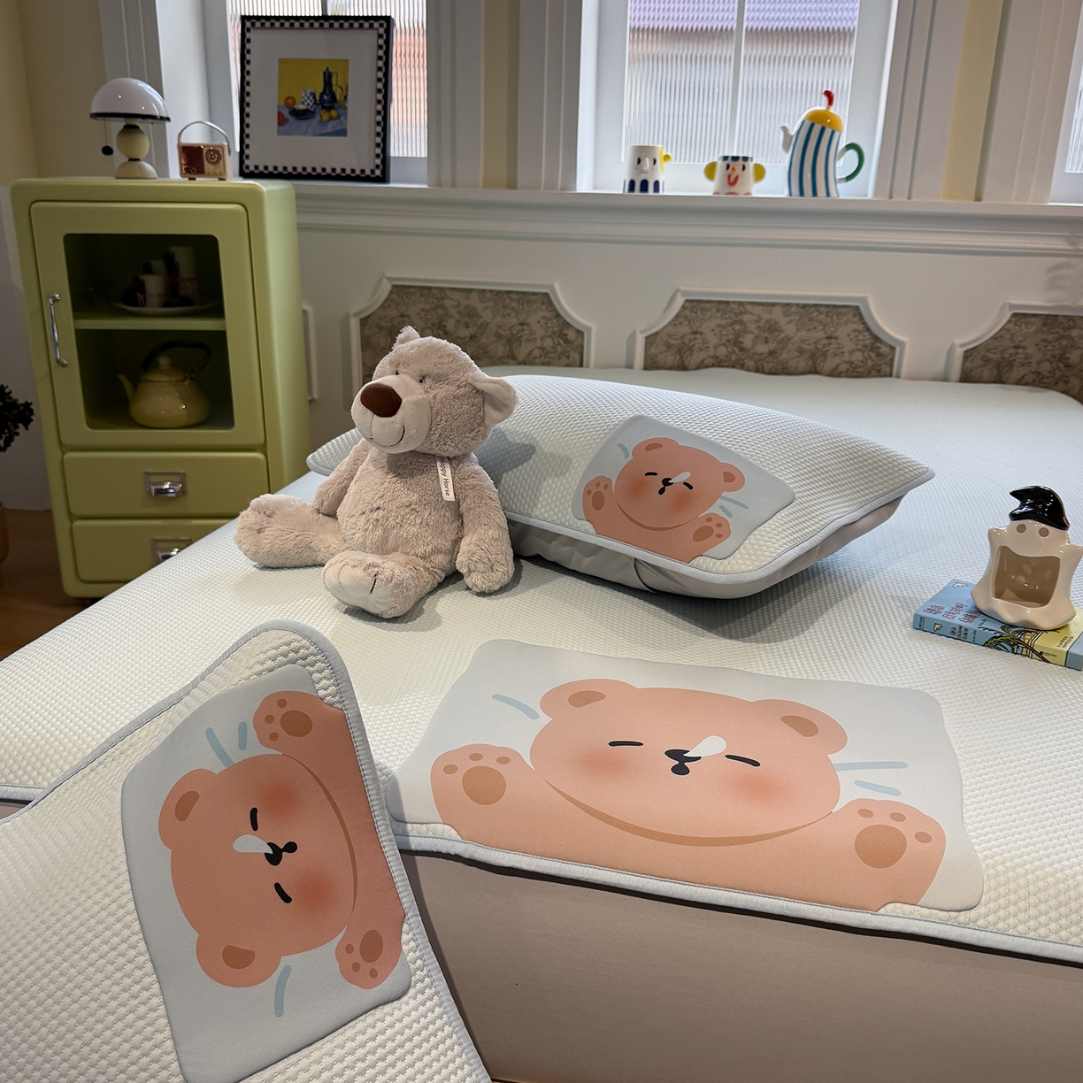 91家纺网 家纺一手货源 找家纺 （总）Sweet dreams甜梦 2026新款A类锦氨异性贴布高端豆豆凉席-场景1