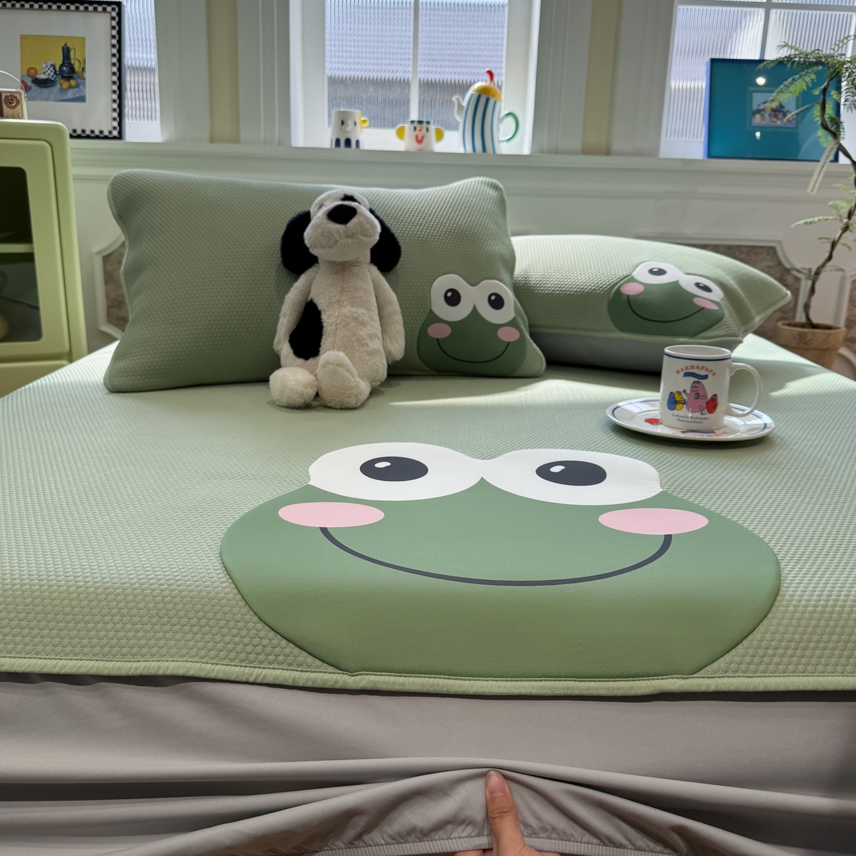 91家纺网 家纺一手货源 找家纺 （总）Sweet dreams甜梦 2026新款A类锦氨异性贴布高端豆豆凉席-场景1