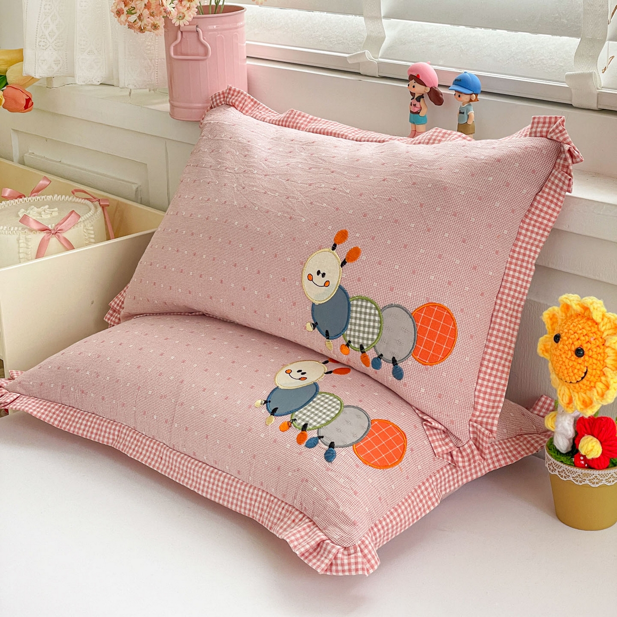 91家纺网 家纺一手货源 找家纺 （总）梦叶草 2026新款全棉色织荞麦枕糖果虫荞麦枕枕头枕芯